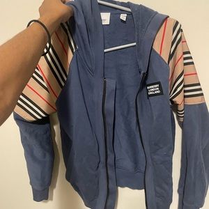 Blue Boys Burberry Zip Up Hoodie size 12